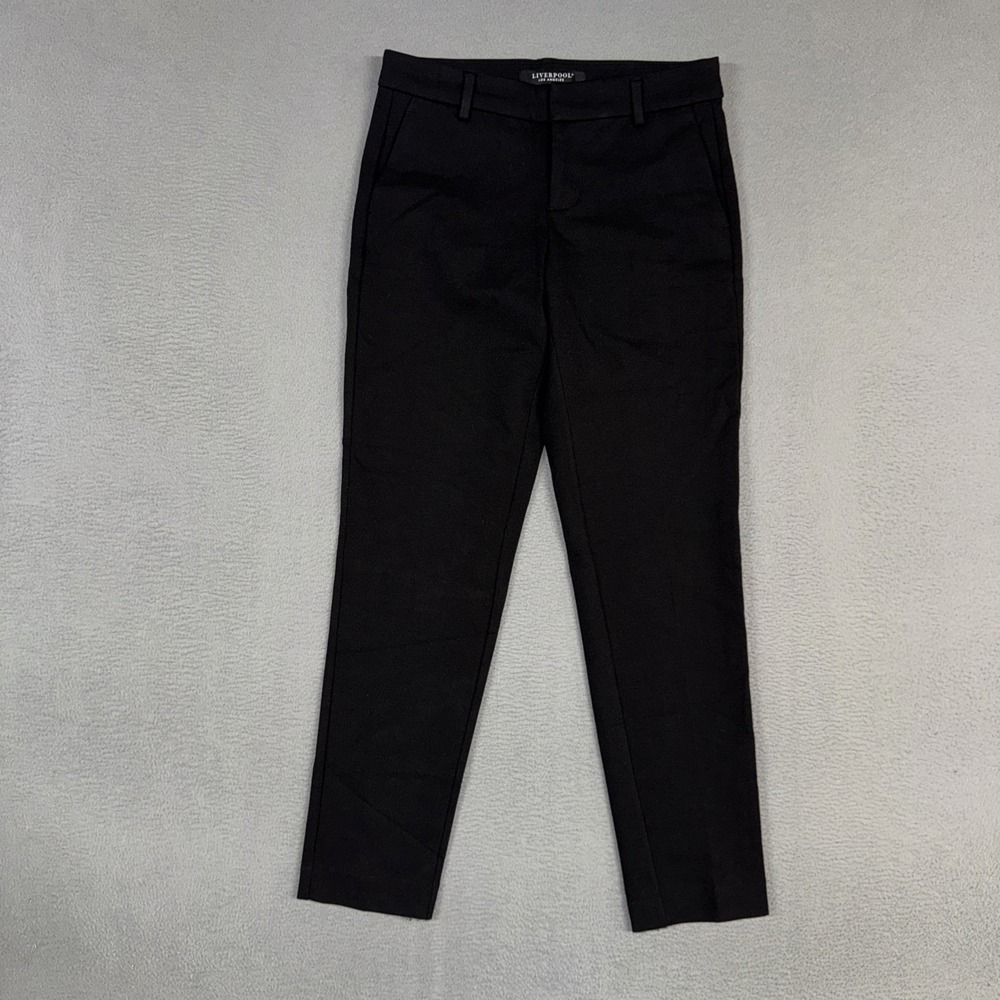 Liverpool Los Angeles Pants Womens 0 Black Kelsey Slim Leg Trousers Rayon Nylon